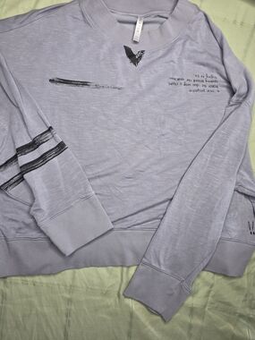 Fabletics Lavender Purple Graphic Quote Oversized Sweatshirt 3X Plus Size